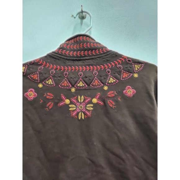 Johnny Was Womens BOHO Embroidered Jacket Size Medium Brown Cotton Button Front - Picture 4 of 9
